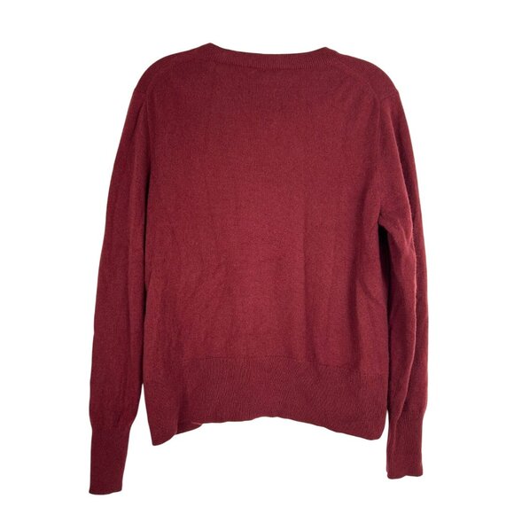 J Crew Womens 100% Cashmere Classic-fit Crewneck Sweater Burgundy Size Large - Picture 2 of 7